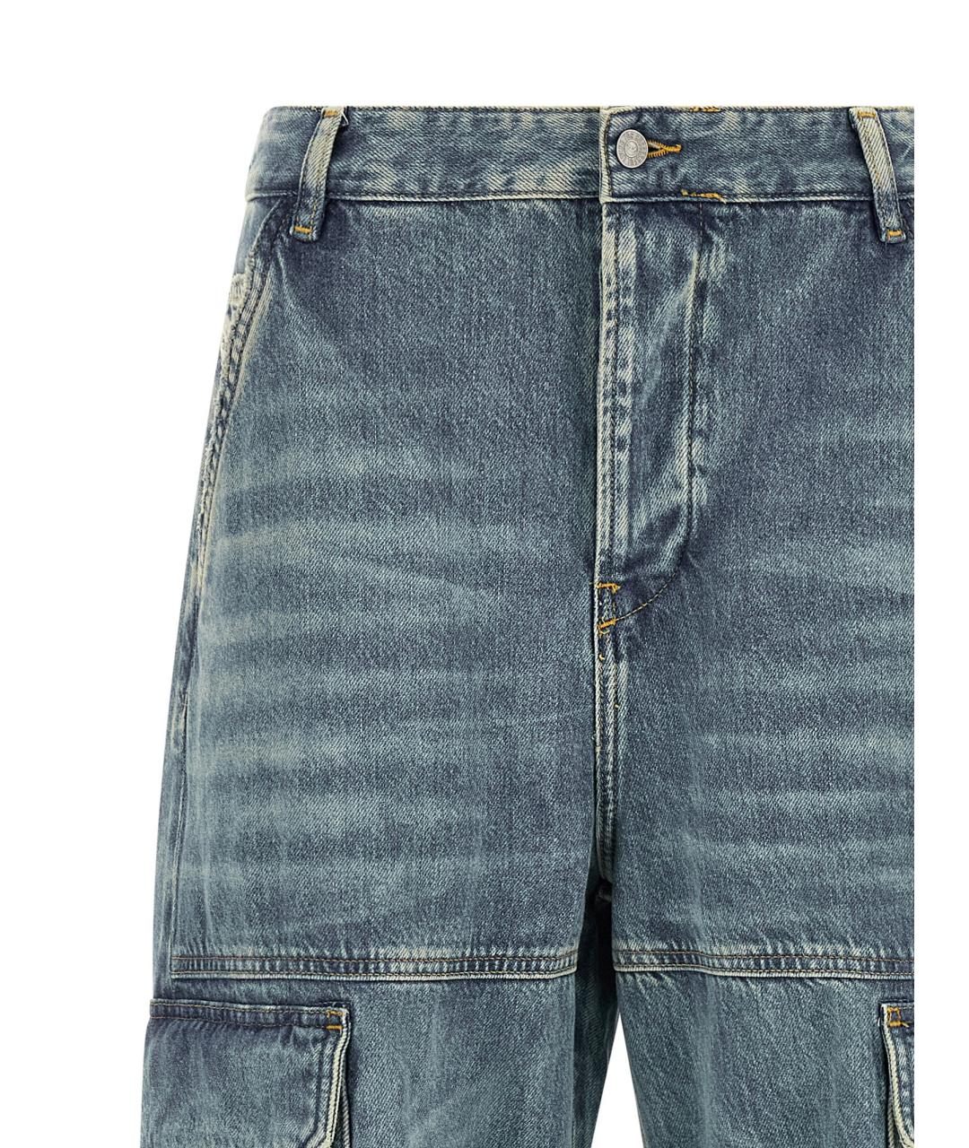 DIESEL Голубые хлопковые прямые джинсы, фото 3