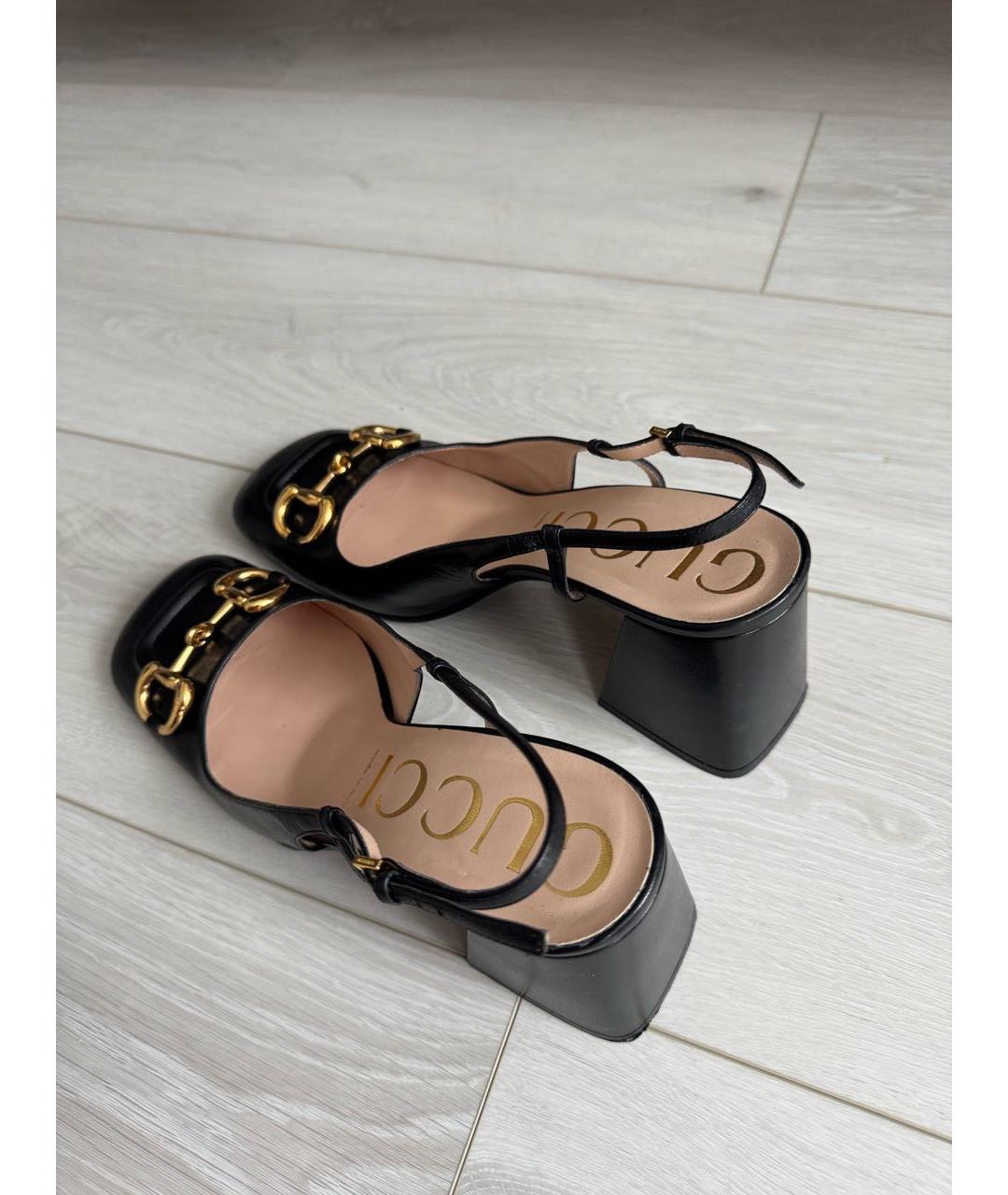 GUCCI Черные кожаные туфли, фото 2