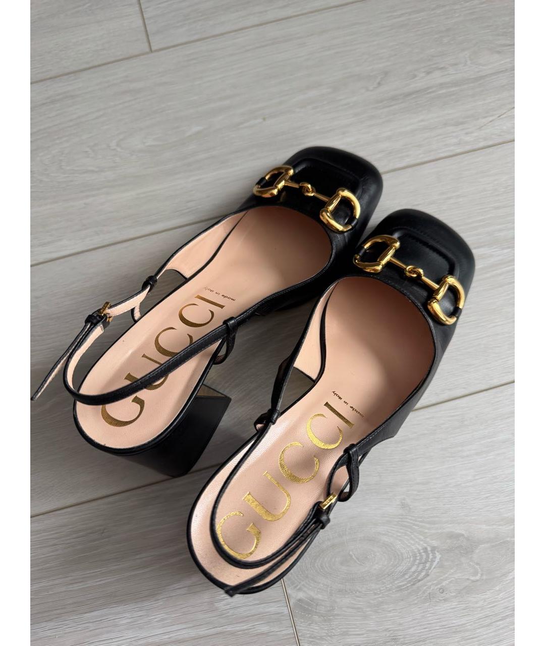 GUCCI Черные кожаные туфли, фото 4