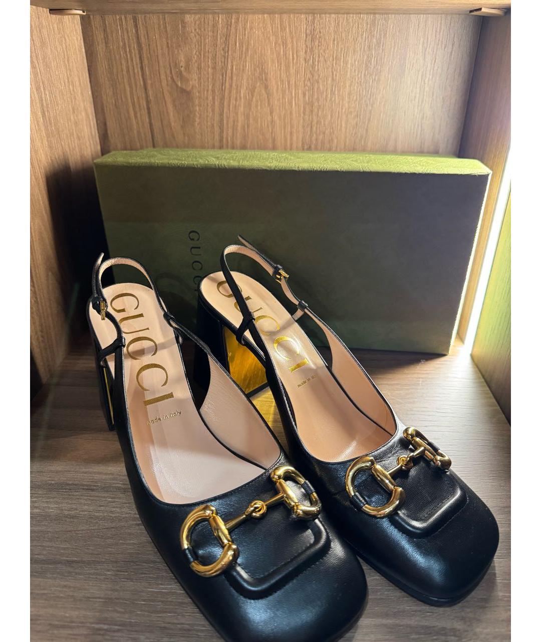 GUCCI Черные кожаные туфли, фото 6