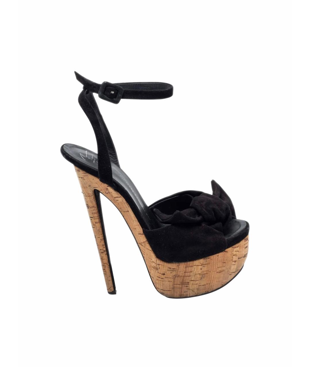 GIUSEPPE ZANOTTI DESIGN Черные замшевые босоножки, фото 7