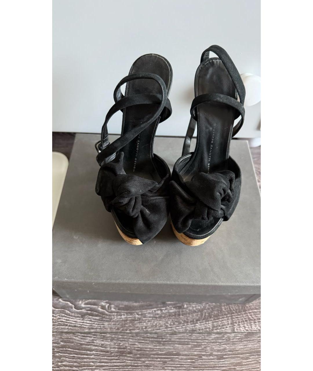 GIUSEPPE ZANOTTI DESIGN Черные замшевые босоножки, фото 3