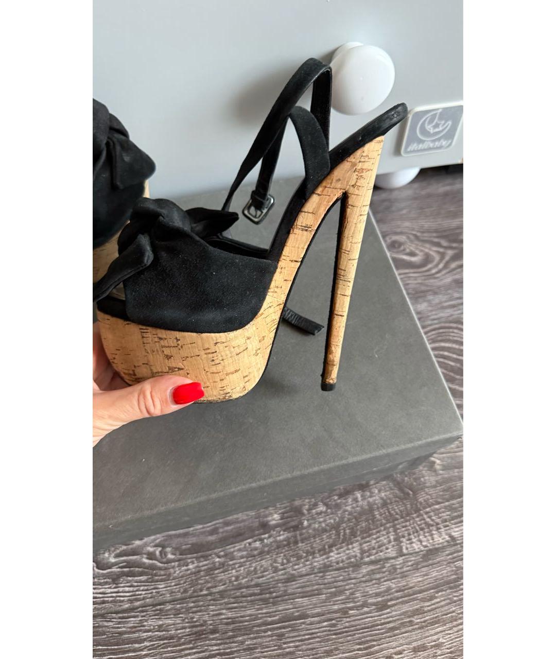 GIUSEPPE ZANOTTI DESIGN Черные замшевые босоножки, фото 4