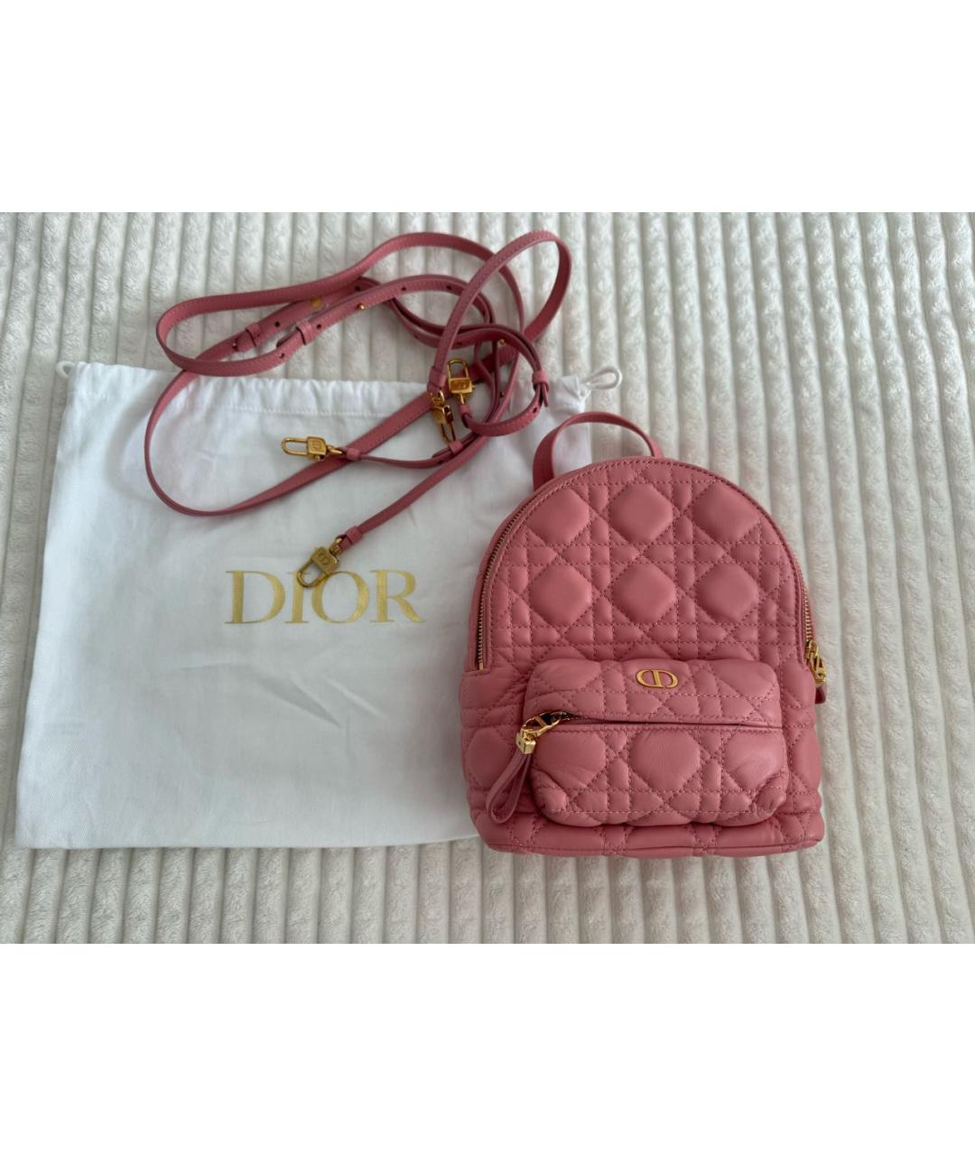 CHRISTIAN DIOR Розовый кожаный рюкзак, фото 5