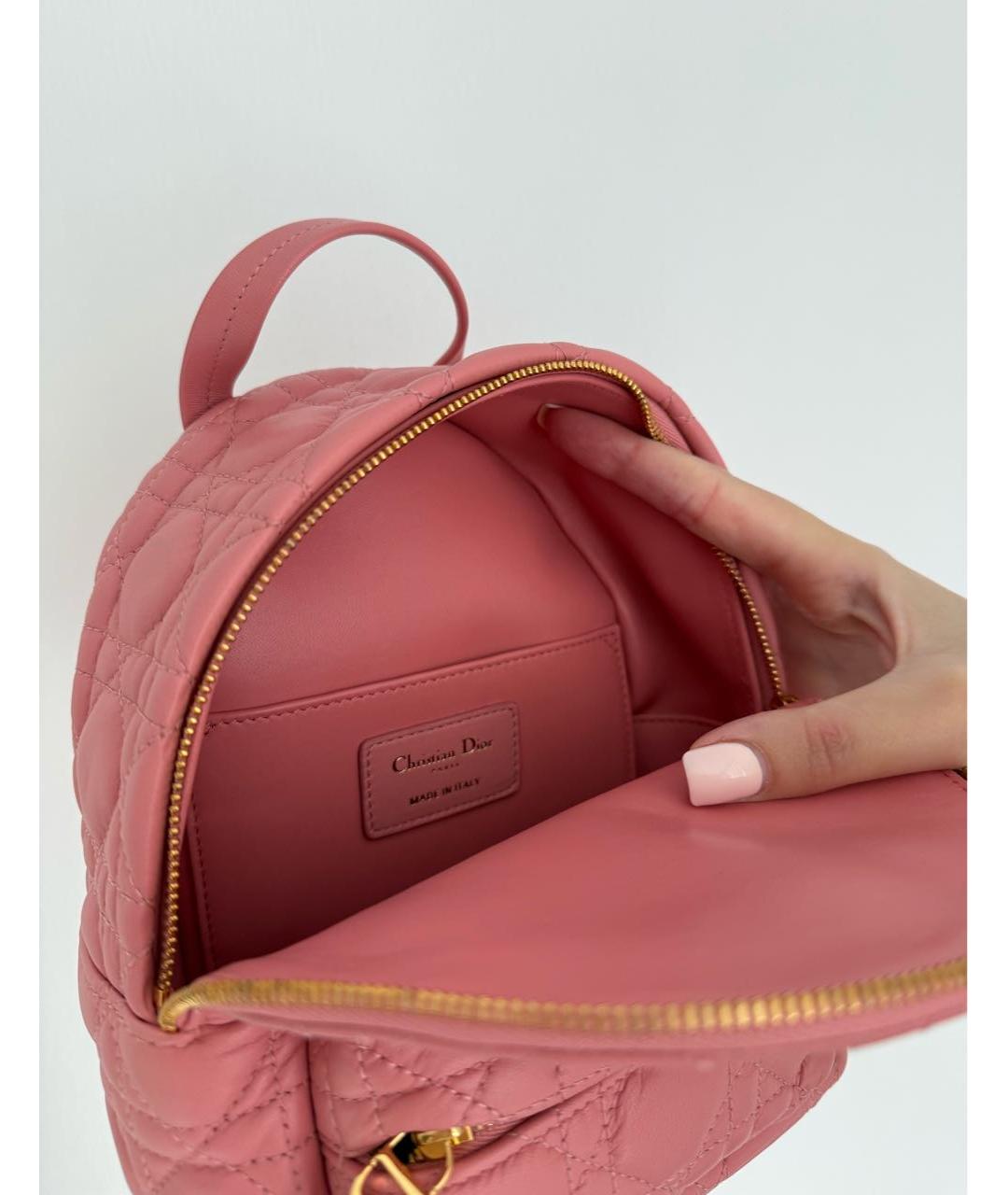CHRISTIAN DIOR Розовый кожаный рюкзак, фото 6