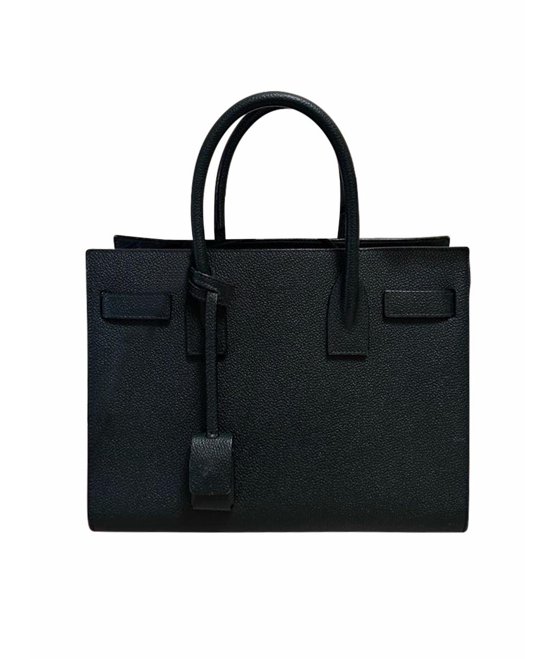 SAINT LAURENT Зеленая кожаная сумка с короткими ручками, фото 1