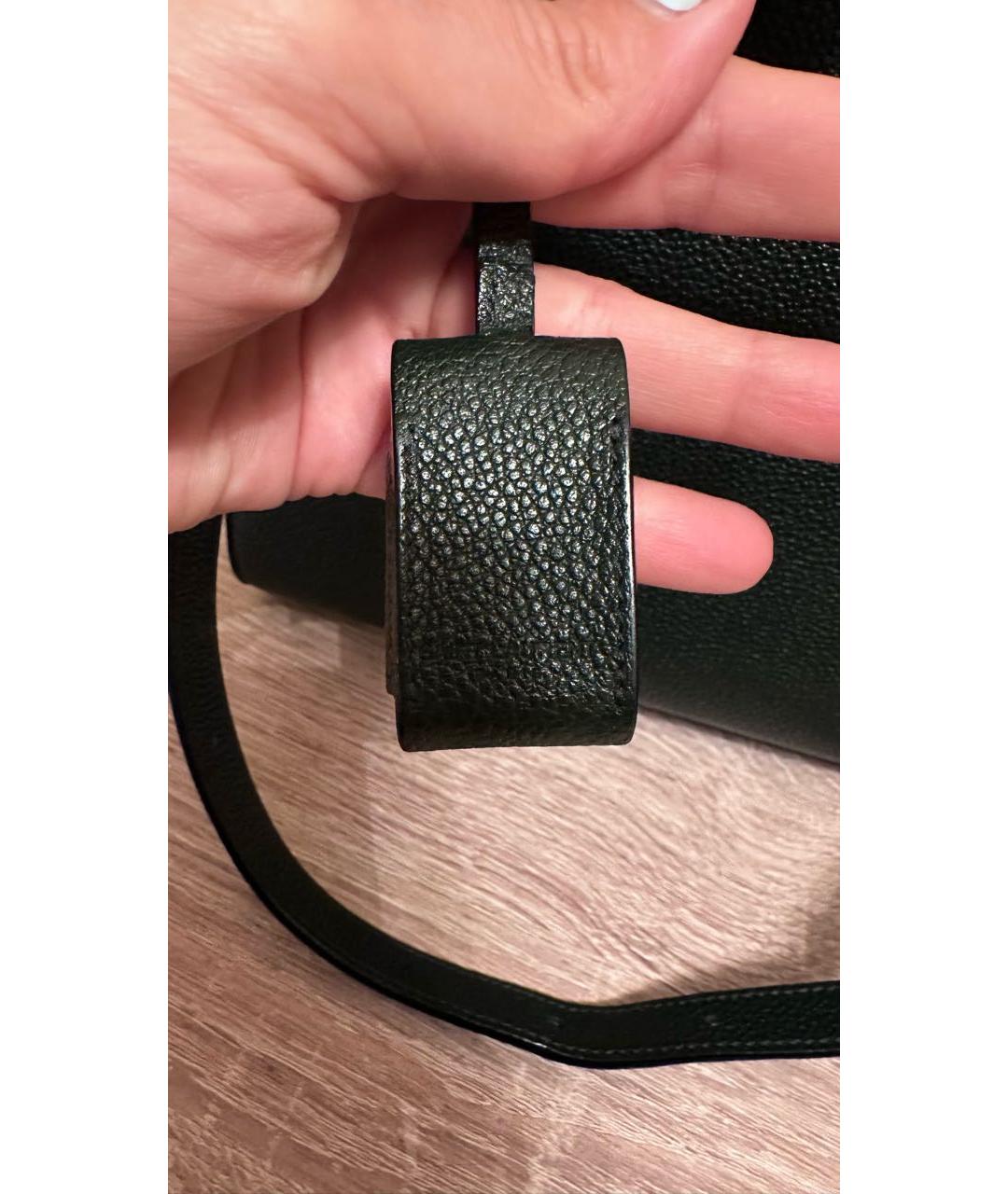 SAINT LAURENT Зеленая кожаная сумка с короткими ручками, фото 7