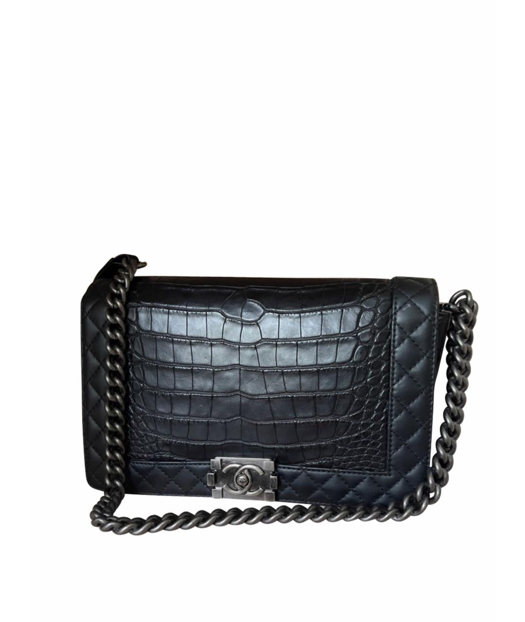 CHANEL Черная сумка через плечо из экзотической кожи, фото 1