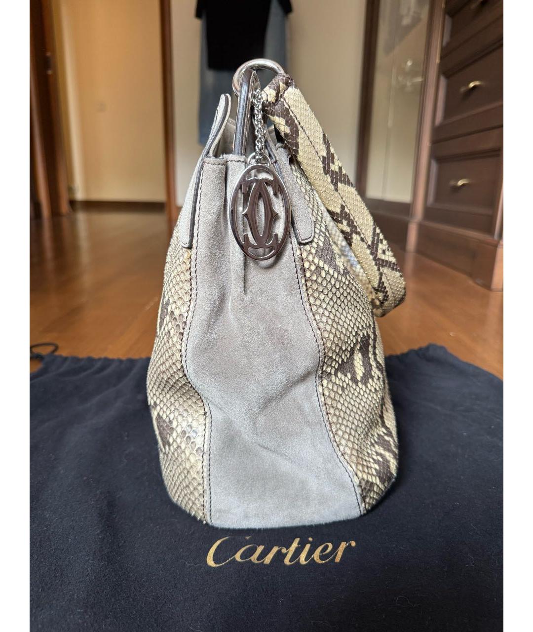 CARTIER Антрацитовая кожаная сумка с короткими ручками, фото 3