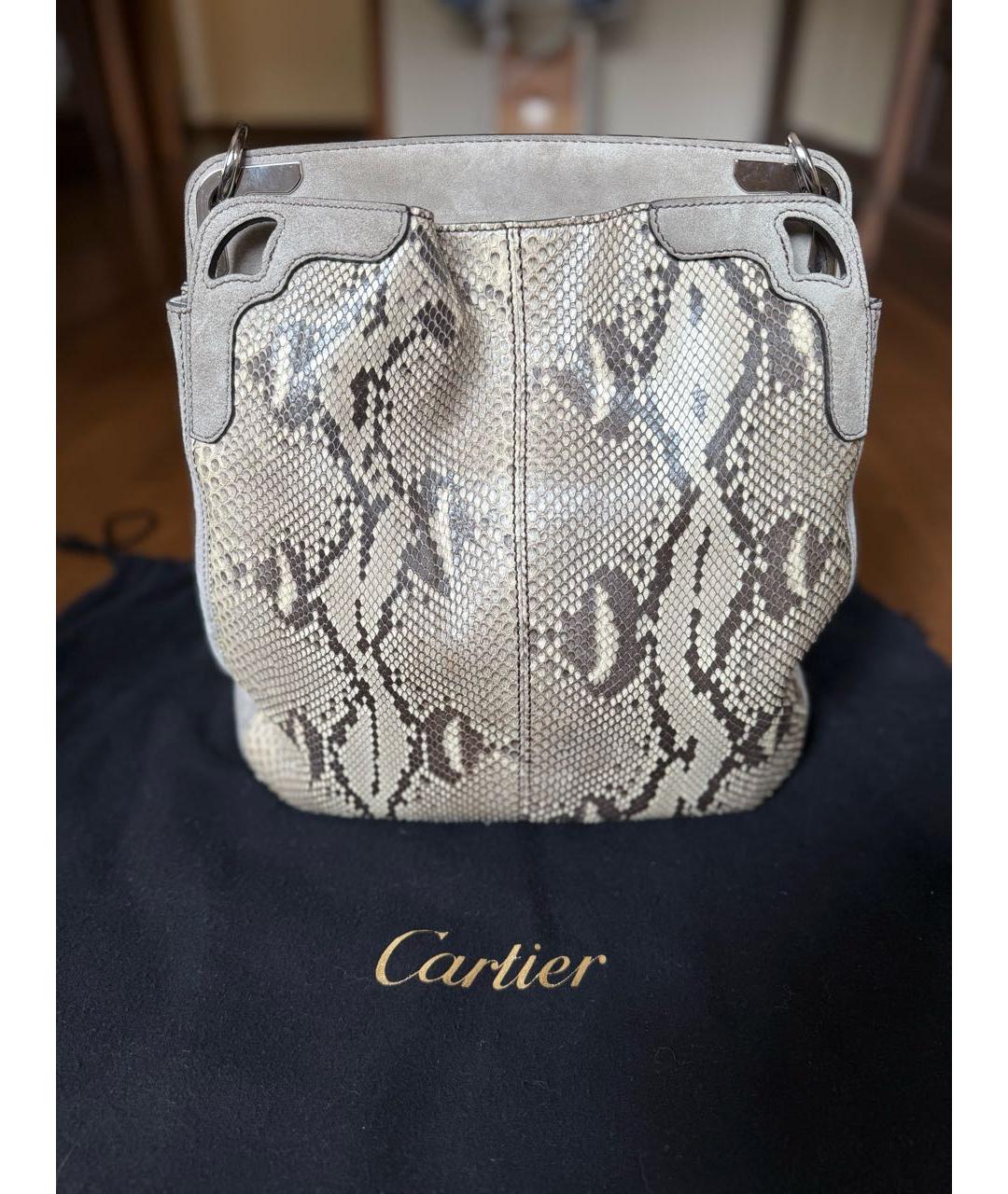 CARTIER Антрацитовая кожаная сумка с короткими ручками, фото 2
