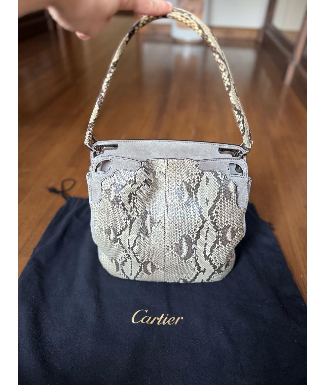 CARTIER Антрацитовая кожаная сумка с короткими ручками, фото 5