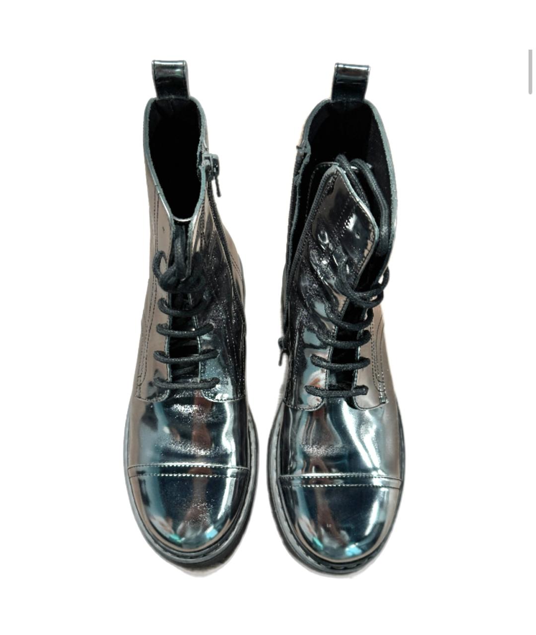 EMPORIO ARMANI Серебряные ботинки из лакированной кожи, фото 3