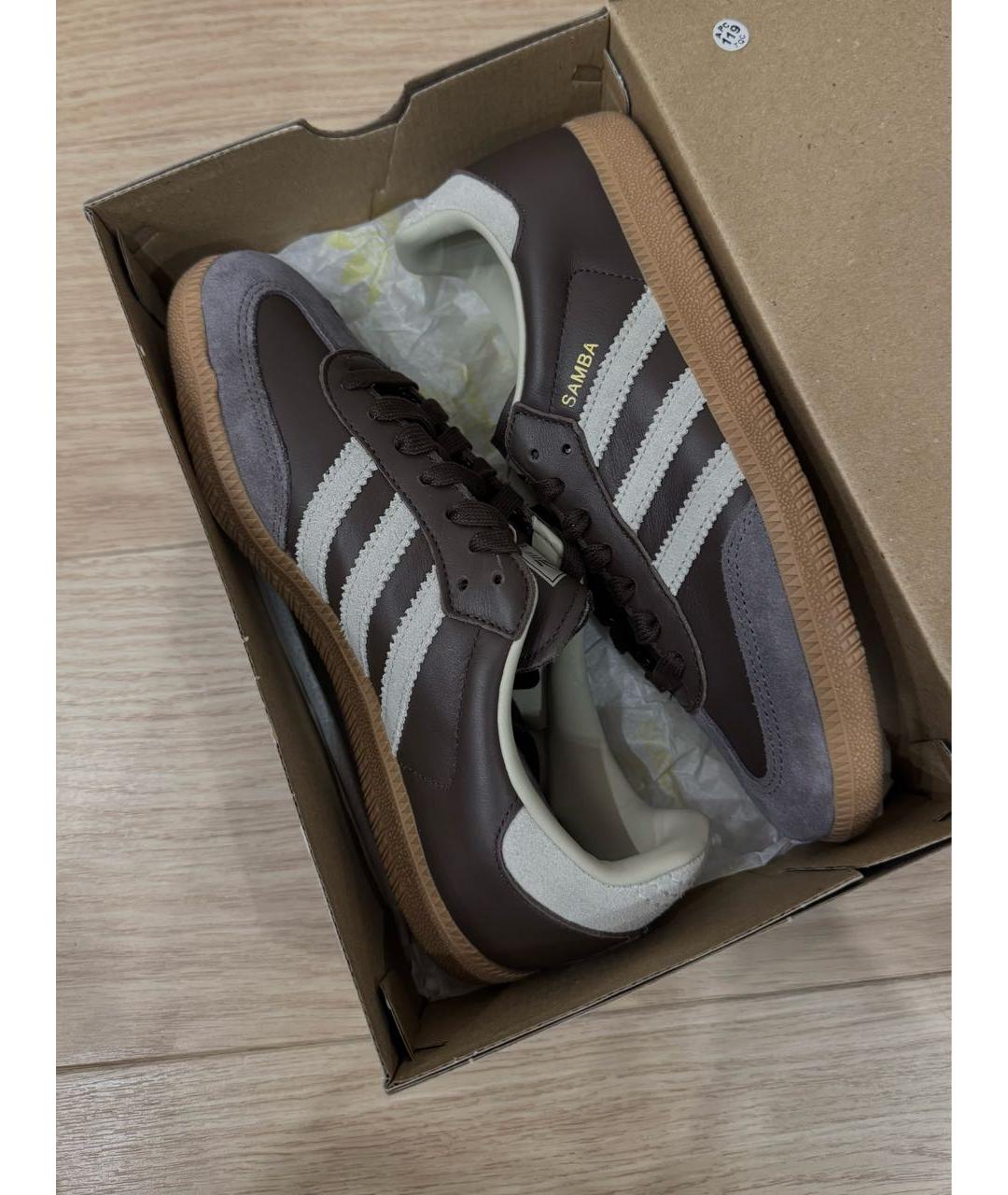 ADIDAS Коричневые кожаные кеды, фото 2