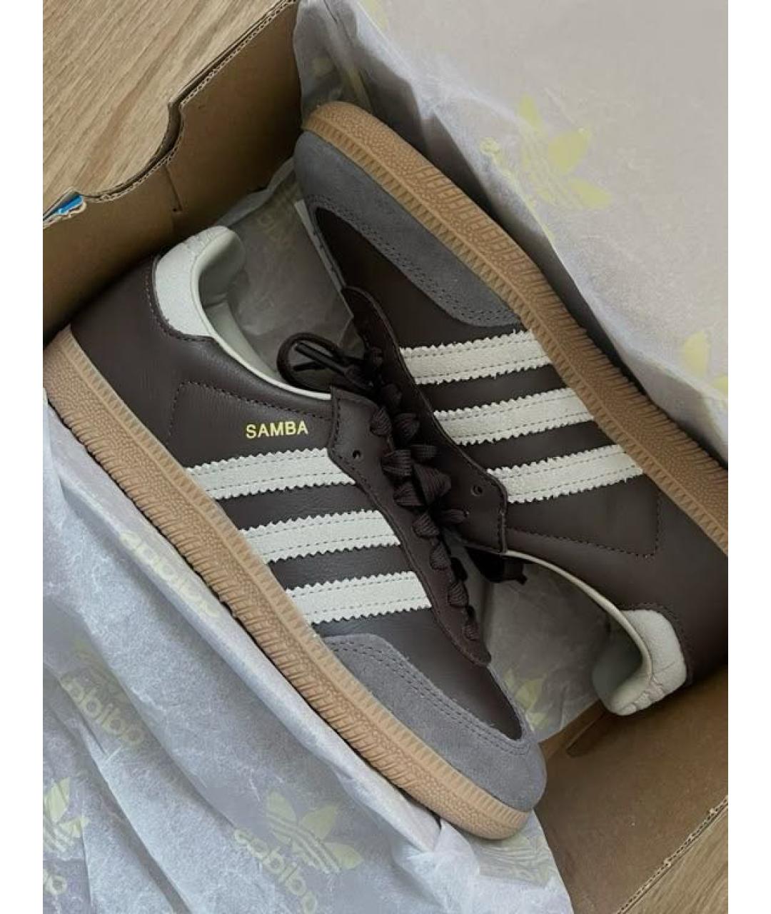 ADIDAS Коричневые кожаные кеды, фото 2