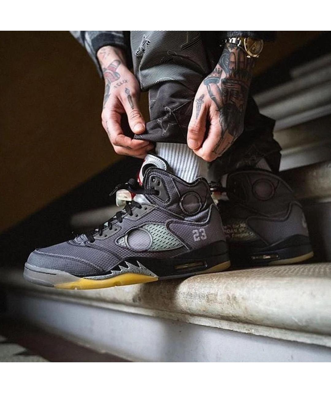 NIKE X OFF-WHITE Черные текстильные высокие кроссовки / кеды, фото 2