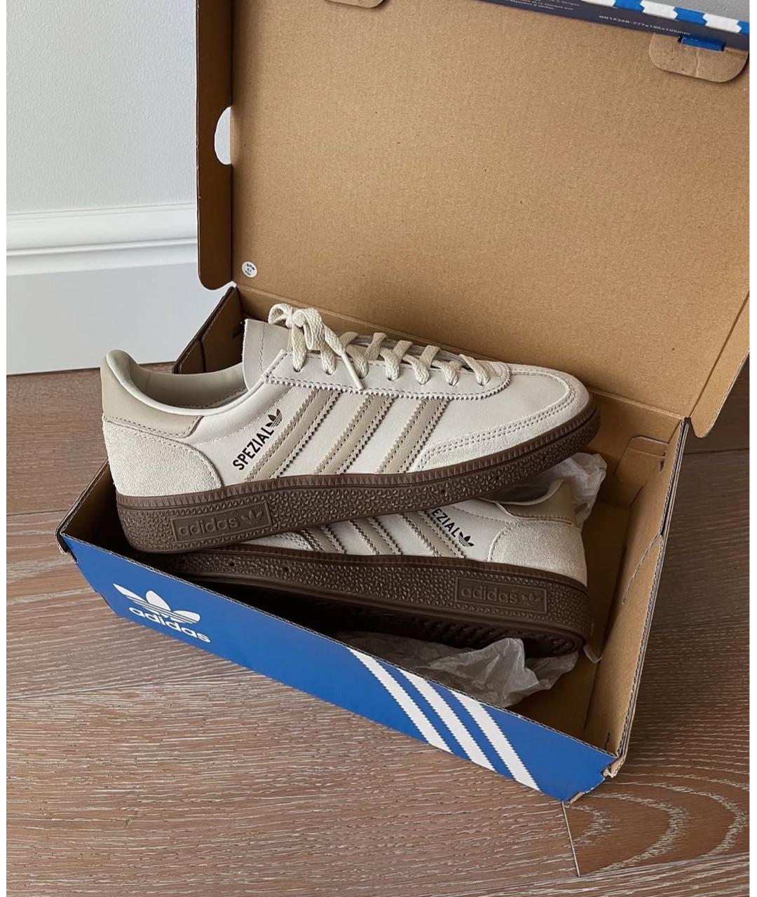 ADIDAS Бежевые кожаные кеды, фото 2