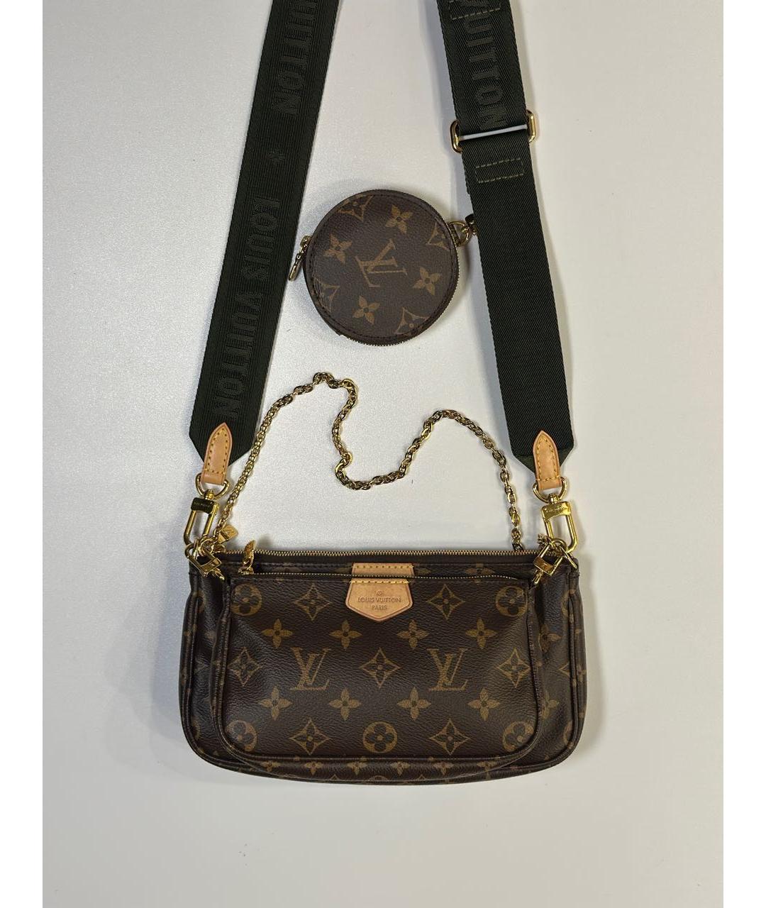 LOUIS VUITTON Коричневая кожаная сумка через плечо, фото 8
