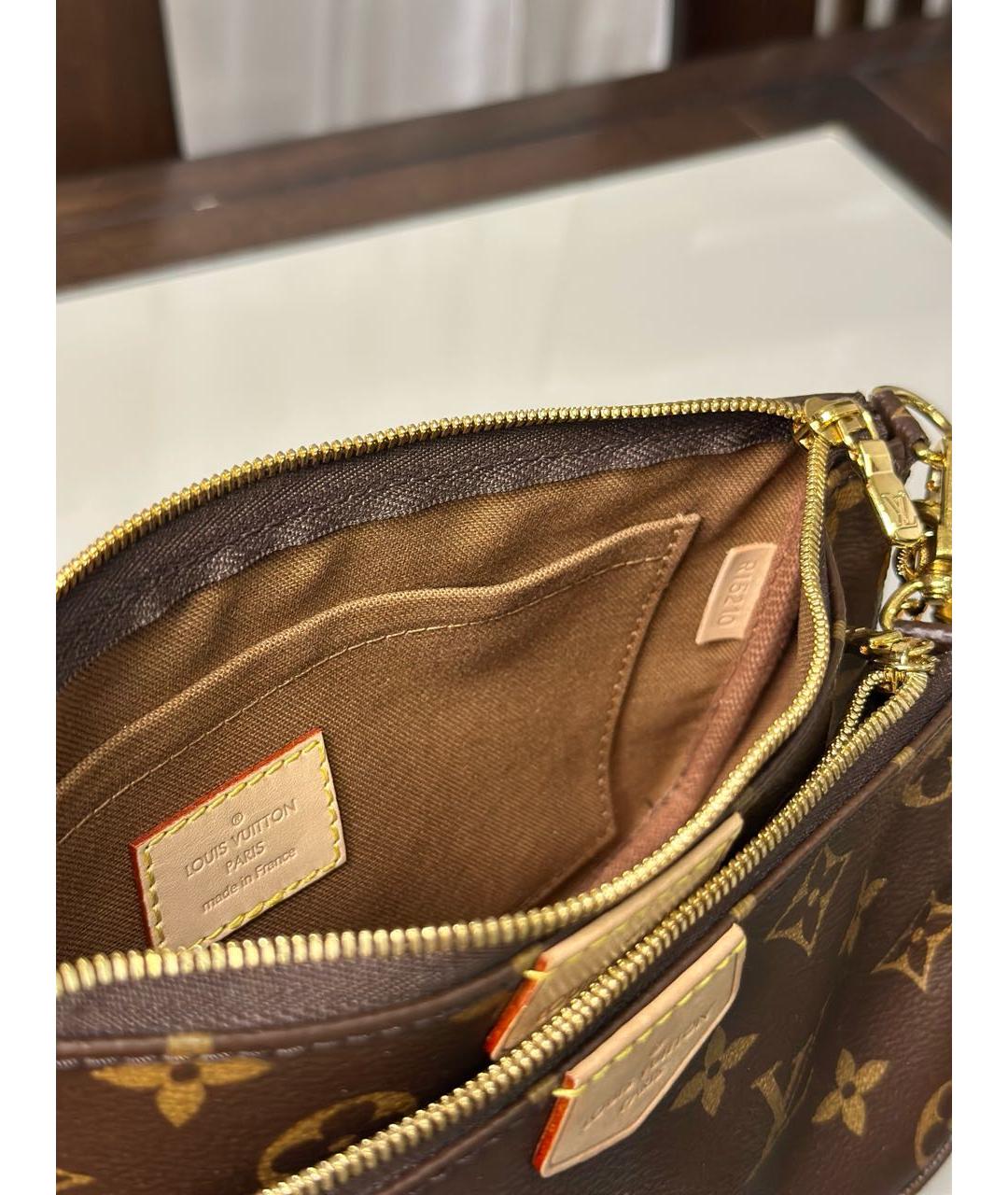 LOUIS VUITTON Коричневая кожаная сумка через плечо, фото 6