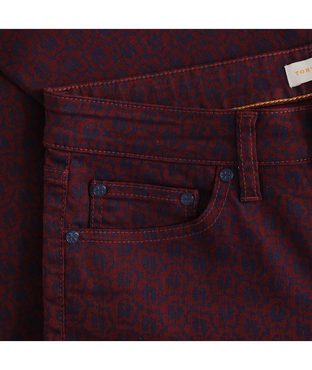 TORY BURCH Бордовые хлопковые джинсы слим, фото 5
