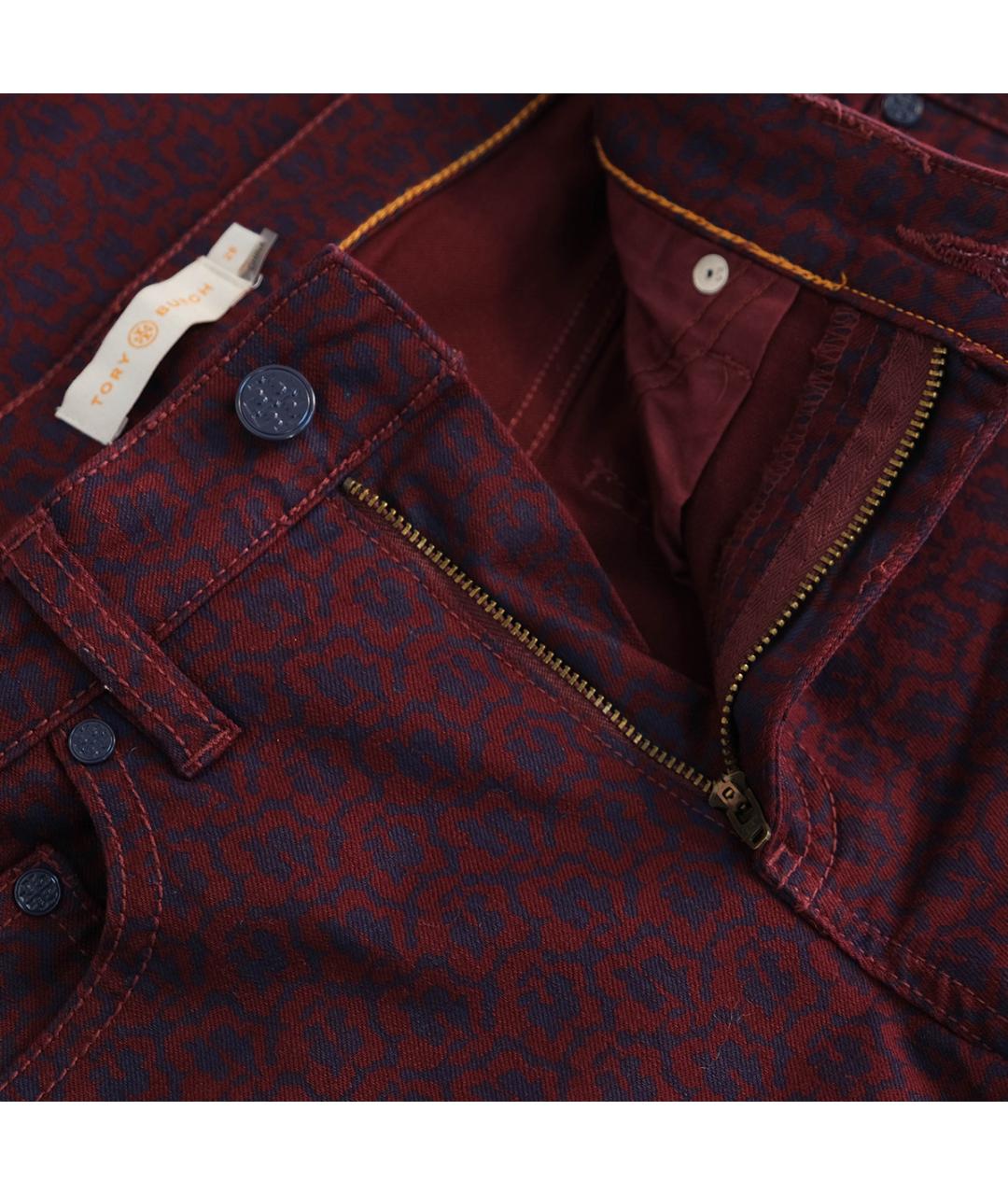 TORY BURCH Бордовые хлопковые джинсы слим, фото 4