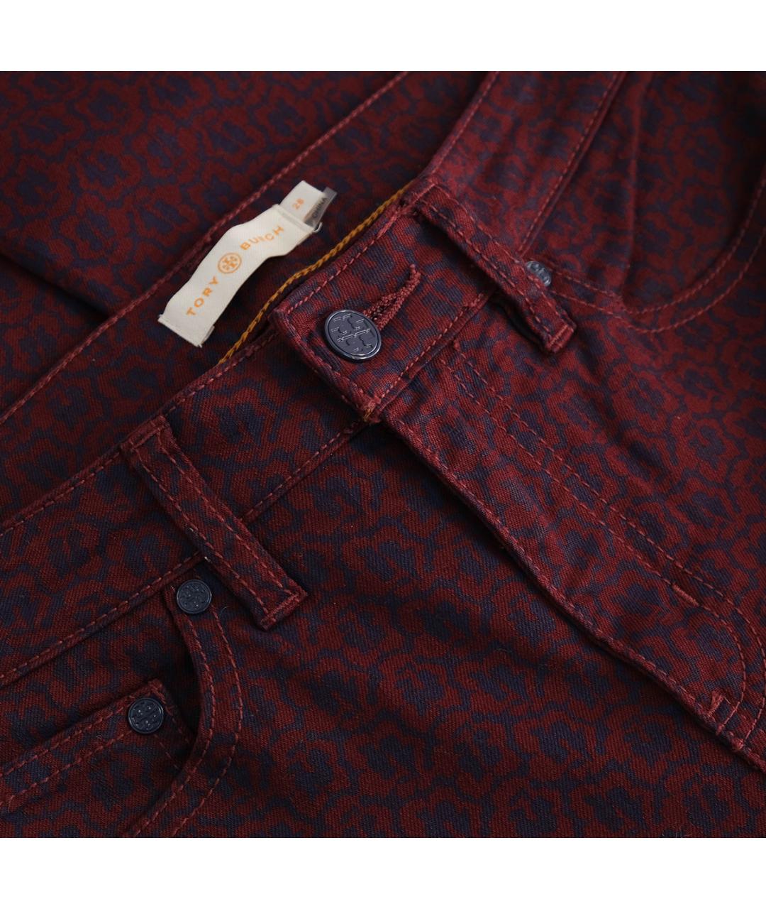 TORY BURCH Бордовые хлопковые джинсы слим, фото 3