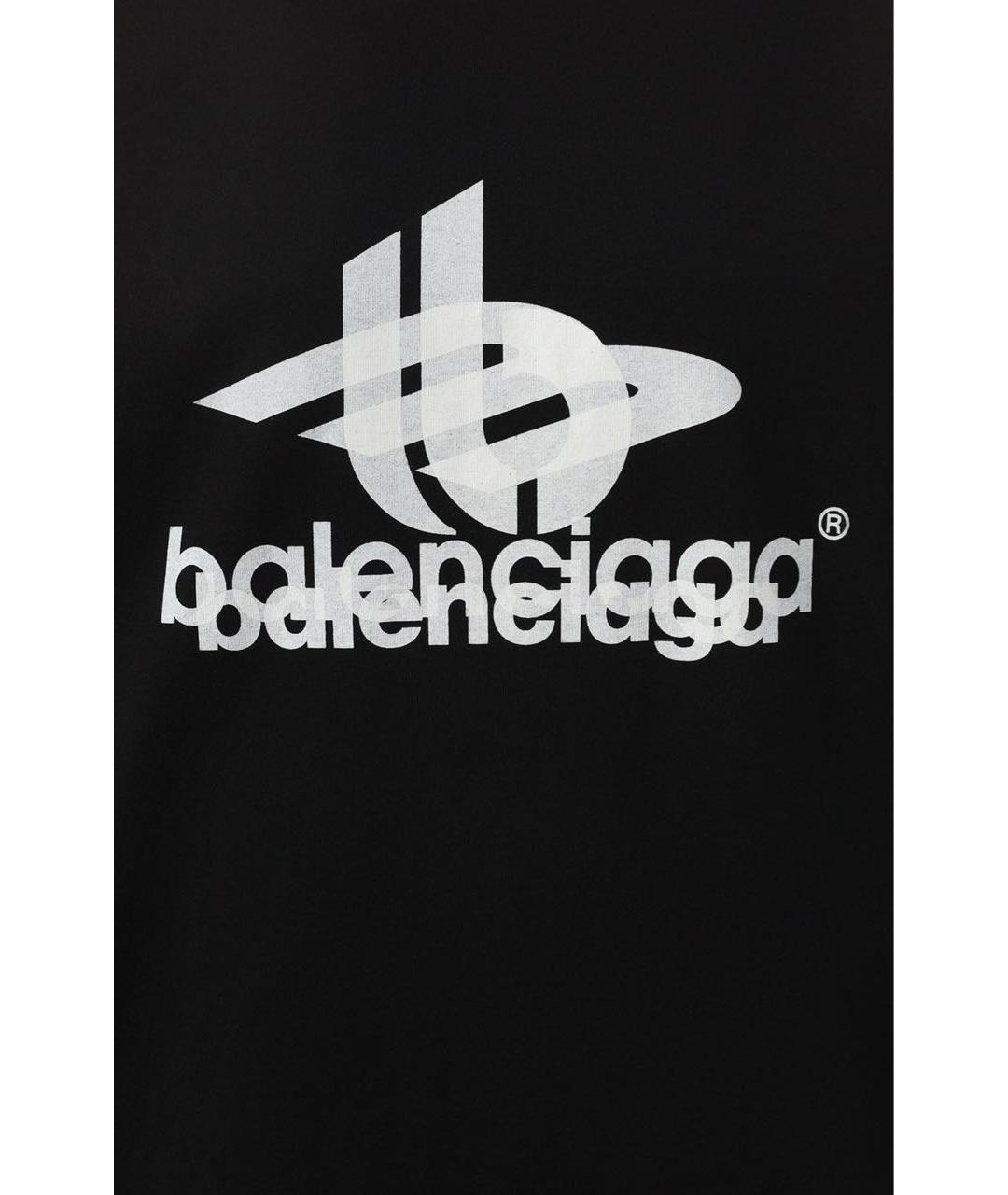 BALENCIAGA Черная хлопковая футболка, фото 3