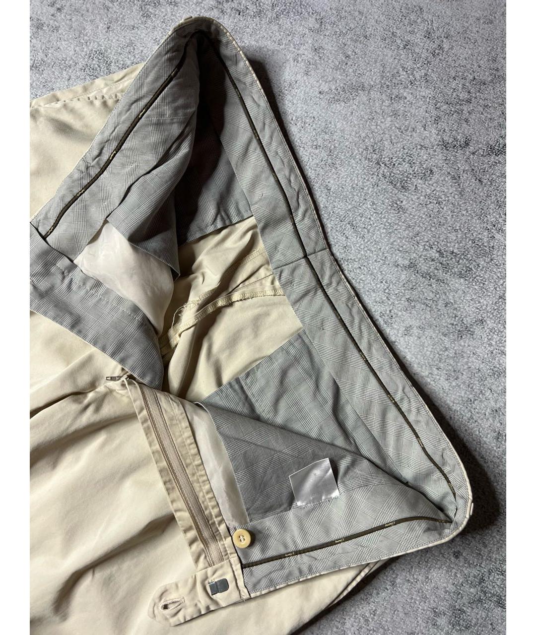 BRIONI Бежевые хлопковые брюки чинос, фото 3