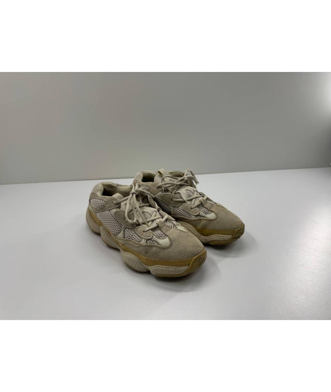 ADIDAS YEEZY Бежевые замшевые высокие кроссовки / кеды, фото 2