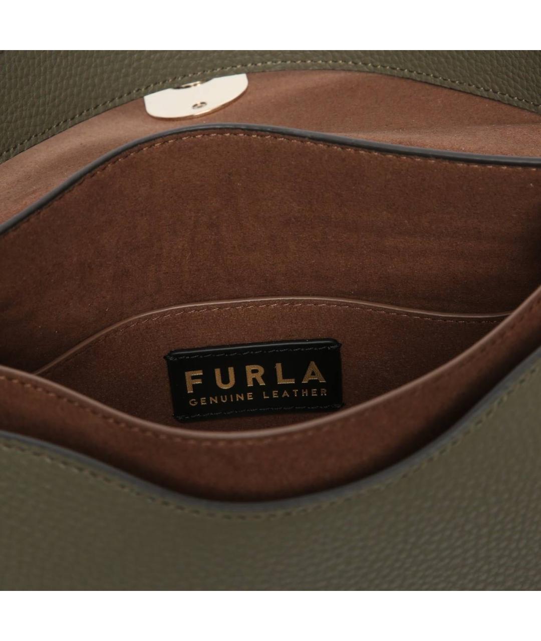 FURLA Хаки кожаная сумка через плечо, фото 4