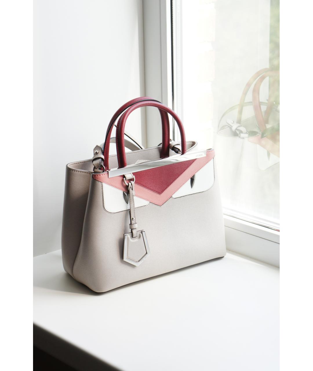 FENDI Серая кожаная сумка тоут, фото 3