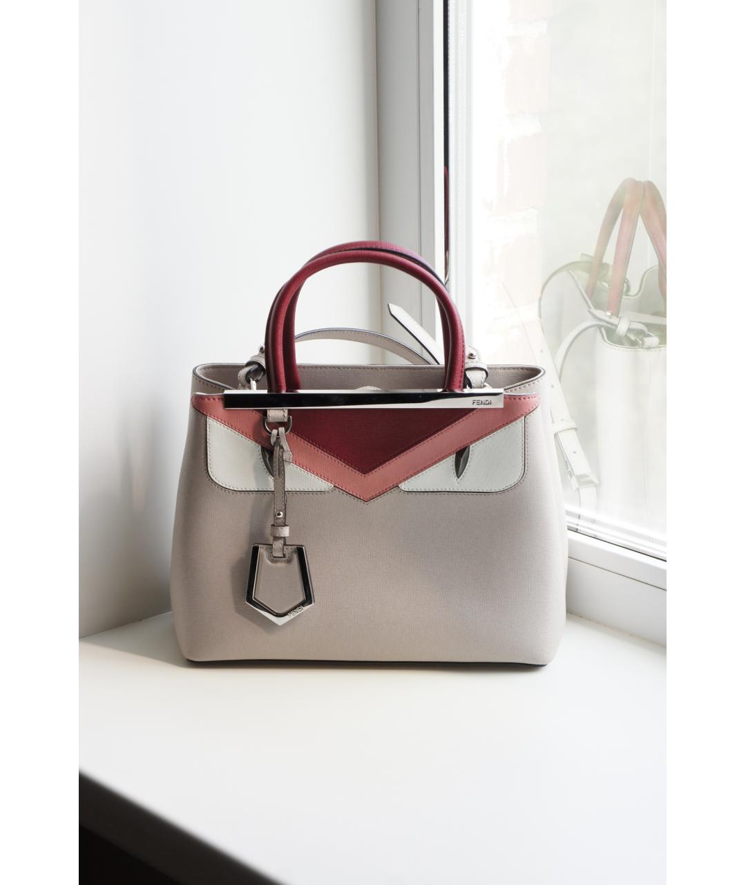 FENDI Серая кожаная сумка тоут, фото 2