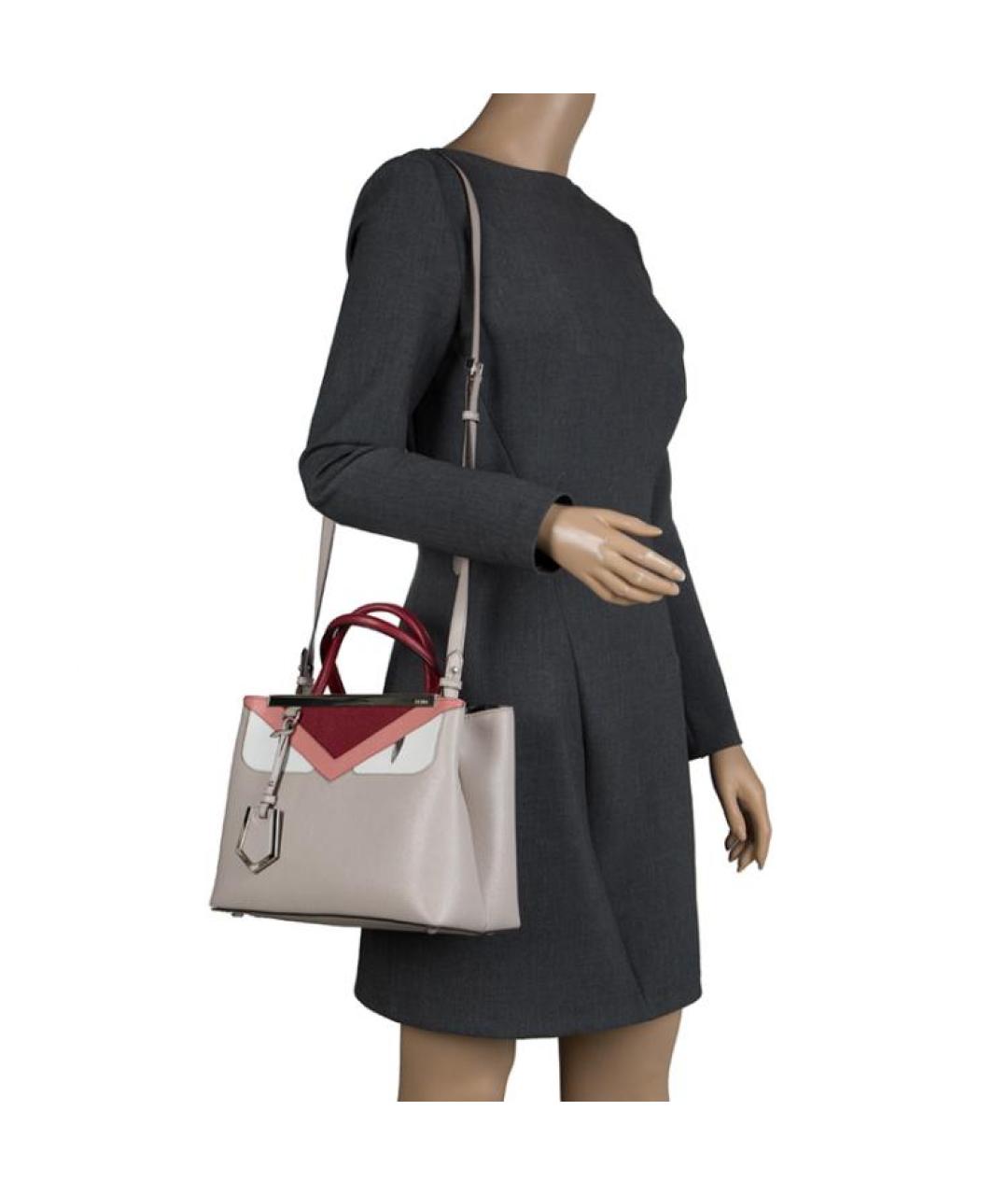 FENDI Серая кожаная сумка тоут, фото 7