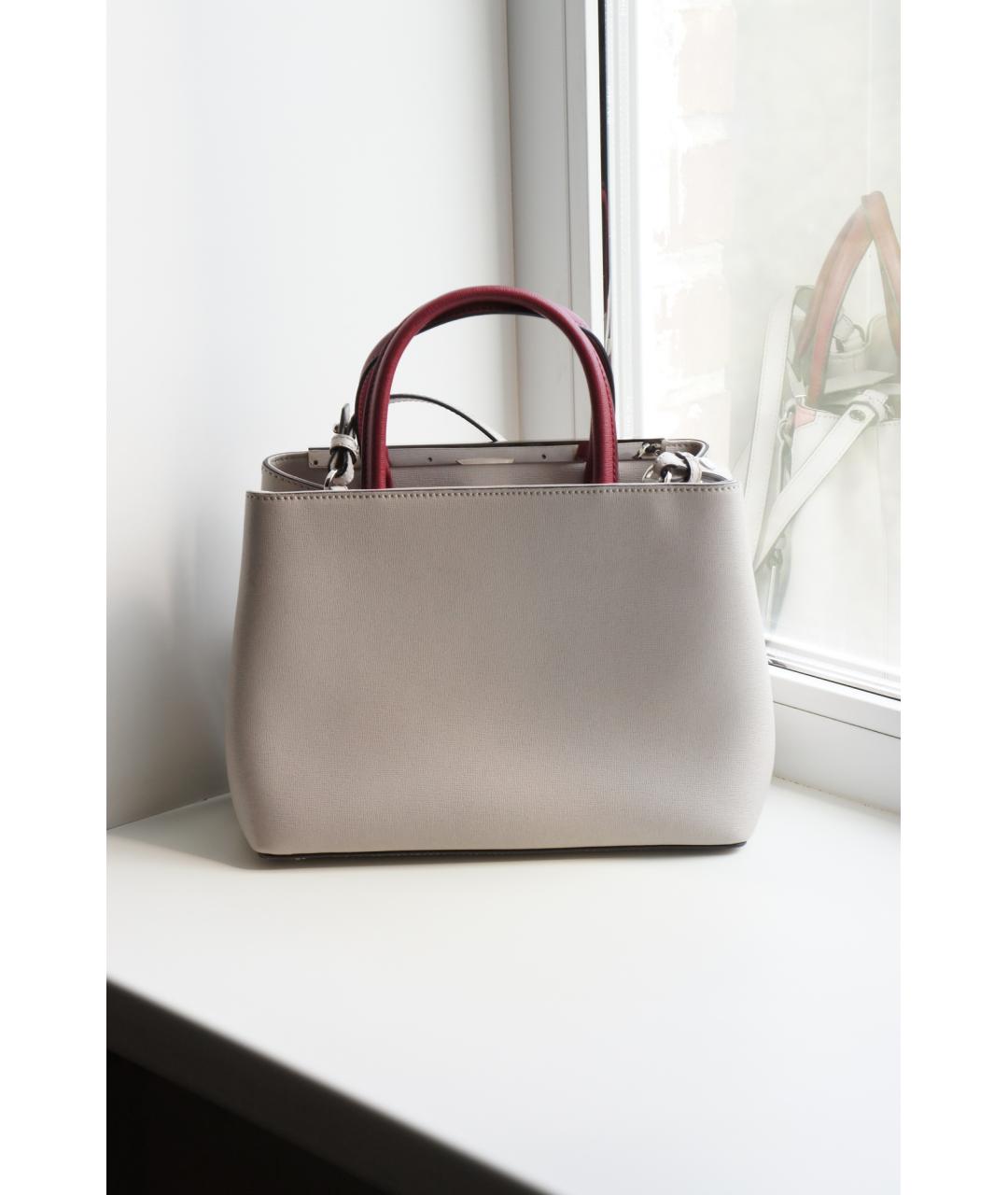 FENDI Серая кожаная сумка тоут, фото 4