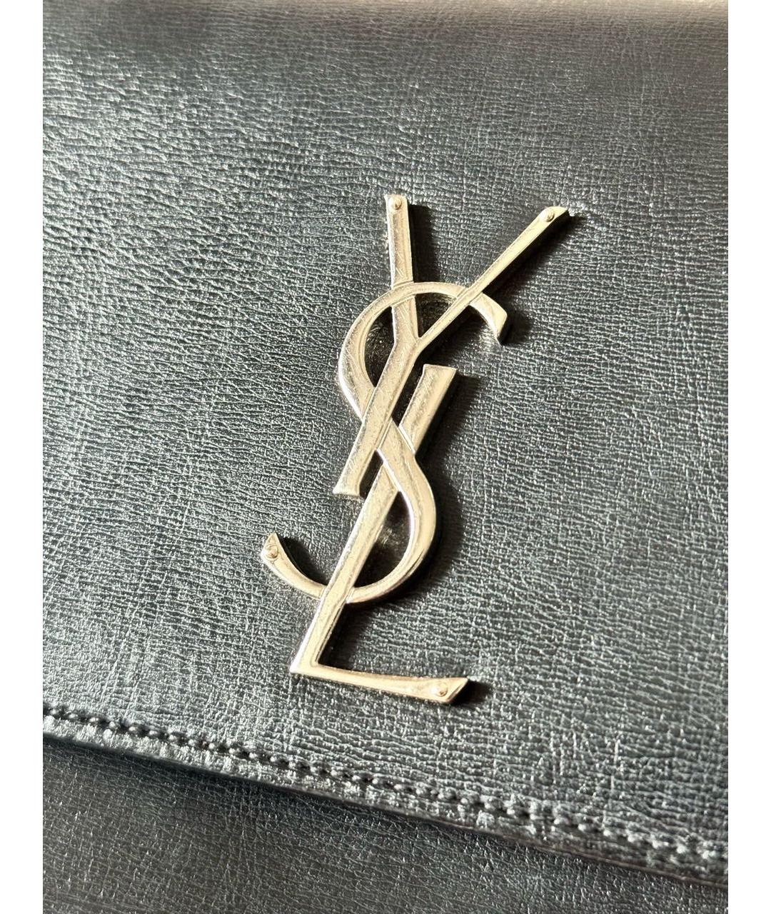 SAINT LAURENT Черная кожаная сумка с короткими ручками, фото 3