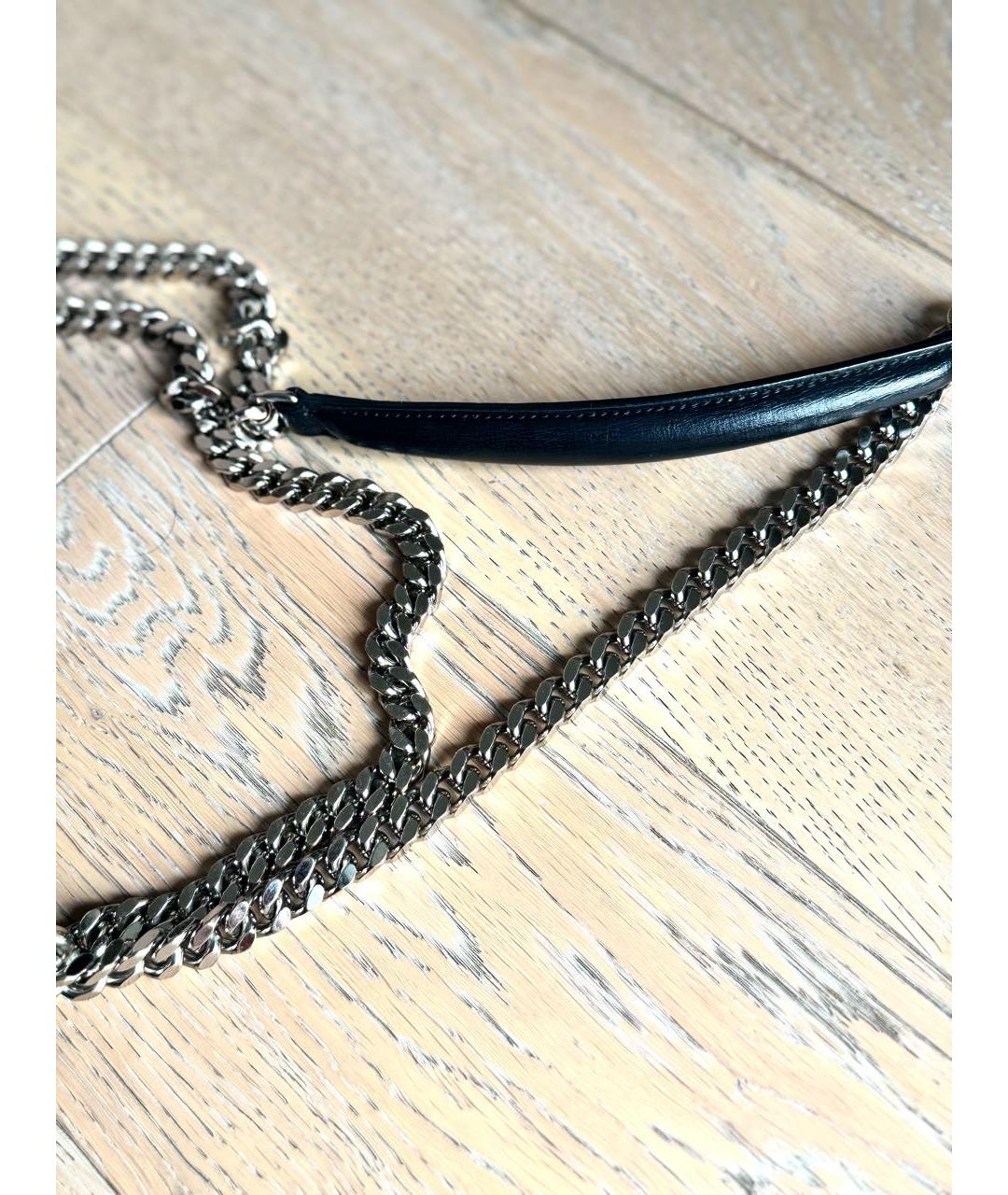 SAINT LAURENT Черная кожаная сумка с короткими ручками, фото 4
