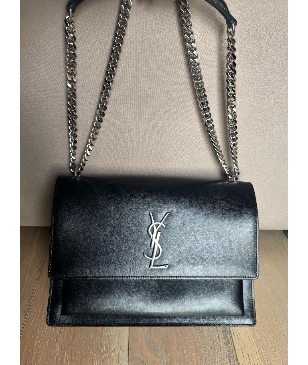 SAINT LAURENT Черная кожаная сумка с короткими ручками, фото 2