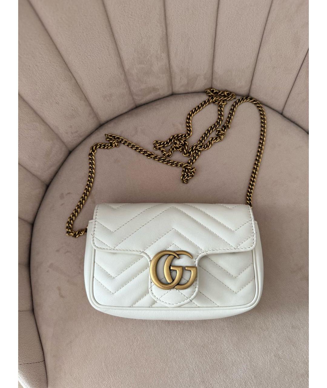 GUCCI Белая кожаная сумка через плечо, фото 6