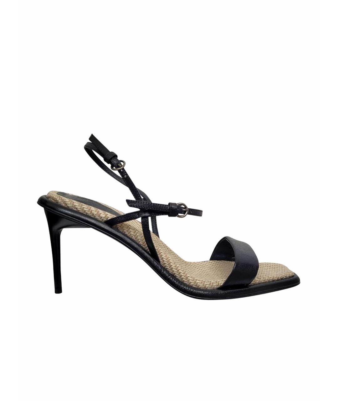 MAX MARA Черные кожаные босоножки, фото 1