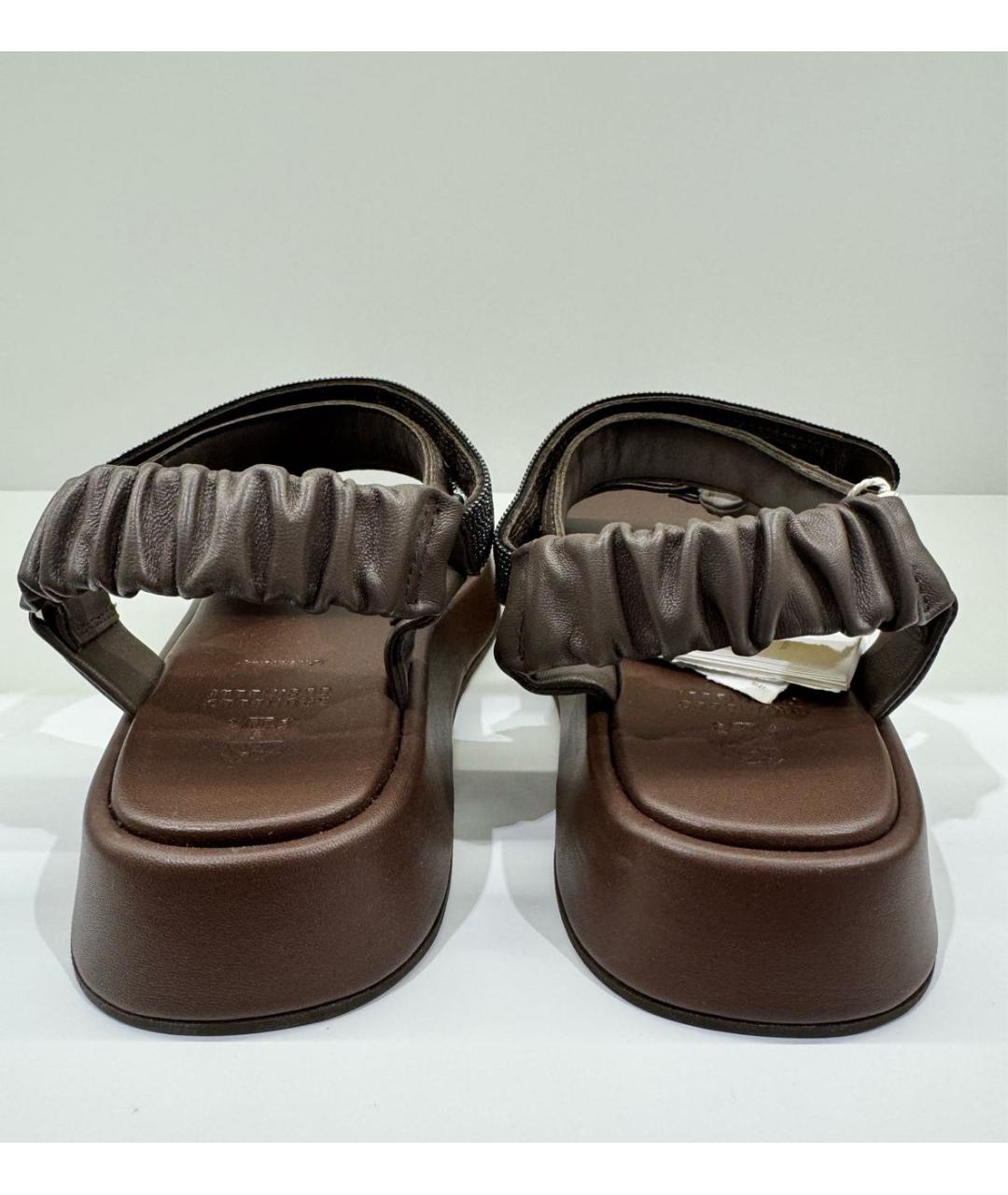 BRUNELLO CUCINELLI Коричневые кожаные босоножки, фото 4