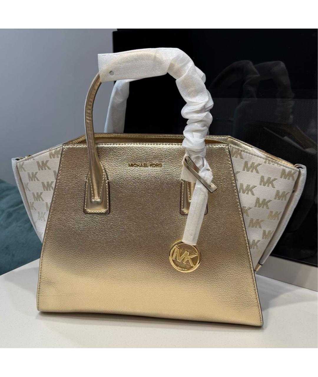 MICHAEL KORS Золотая сумка тоут, фото 2