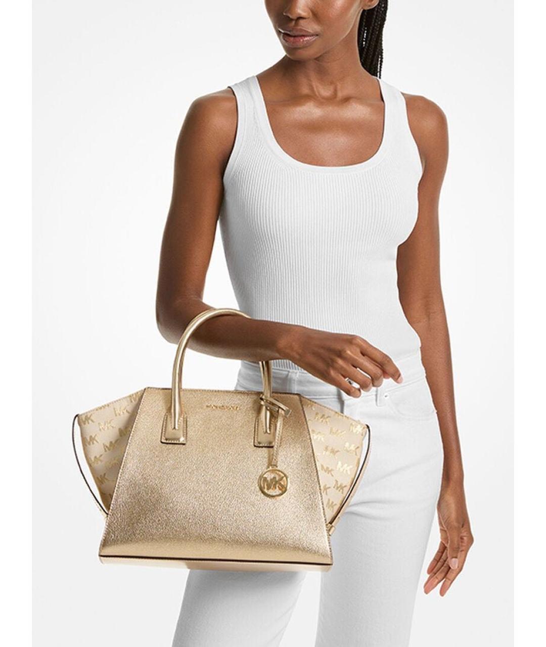 MICHAEL KORS Золотая сумка тоут, фото 8