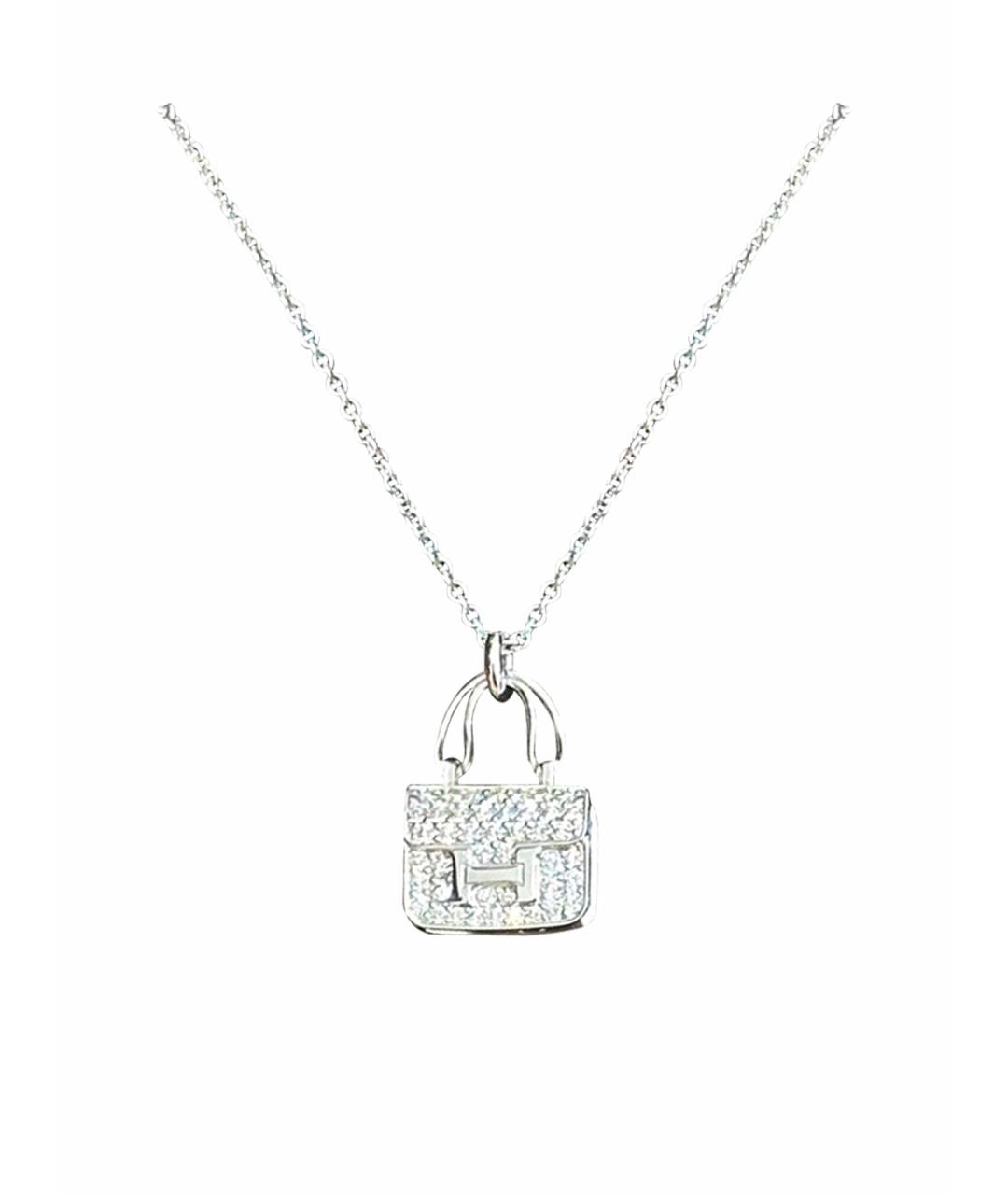 HERMES Серебряное колье из белого золота, фото 1