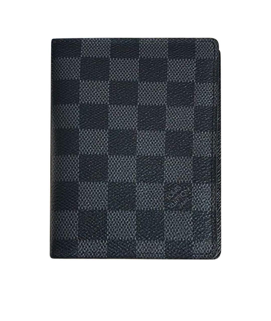 LOUIS VUITTON Антрацитовый кожаный кошелек, фото 1