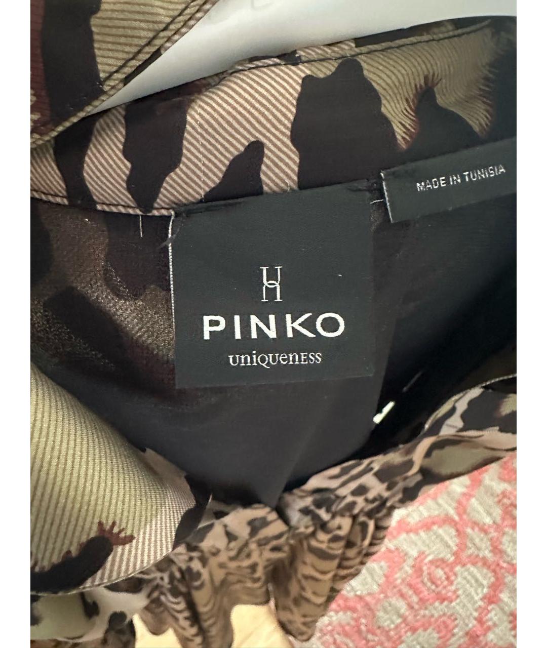 PINKO Коричневое хлопковое повседневное платье, фото 3
