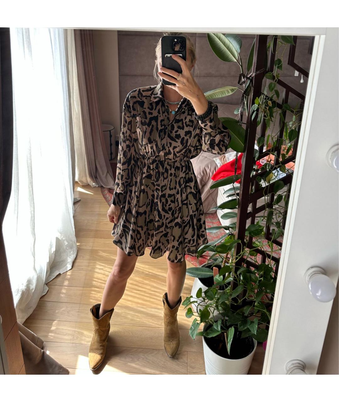 PINKO Коричневое хлопковое повседневное платье, фото 6