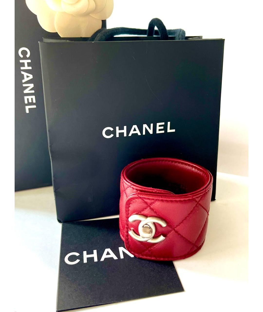 CHANEL Красный кожаный браслет, фото 6