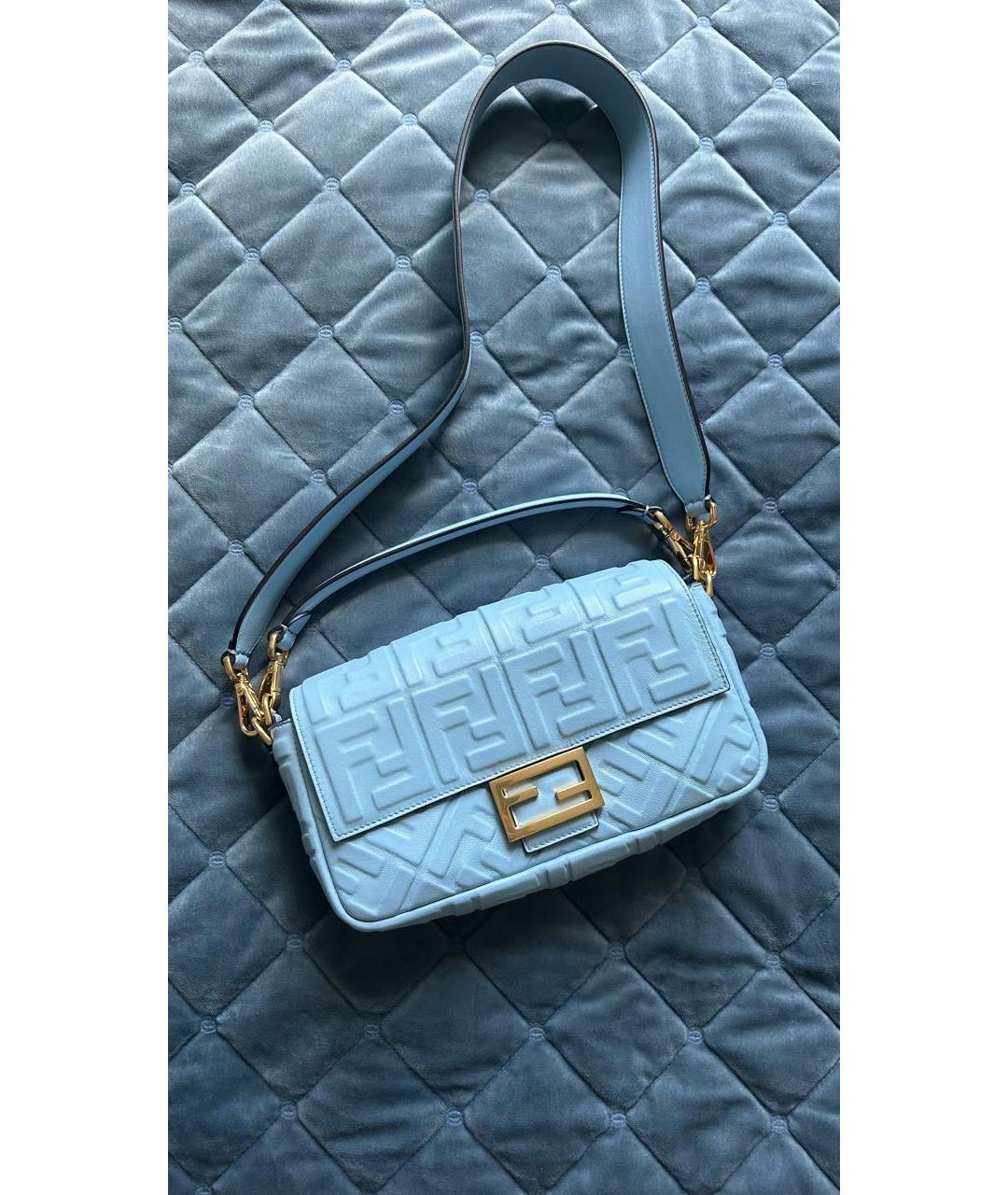 FENDI Голубая кожаная сумка через плечо, фото 2