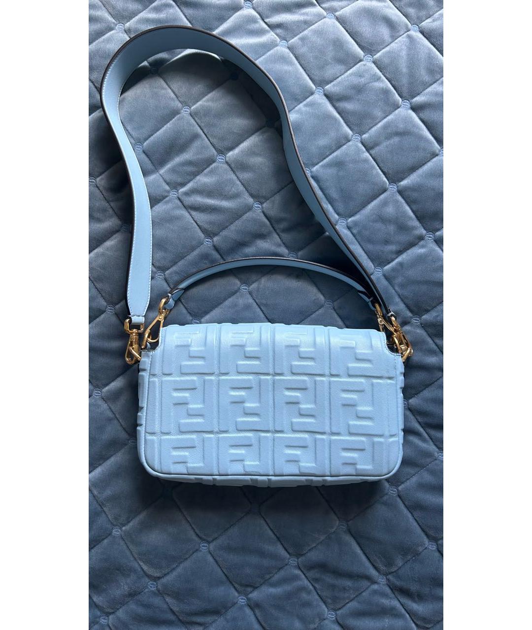 FENDI Голубая кожаная сумка через плечо, фото 3