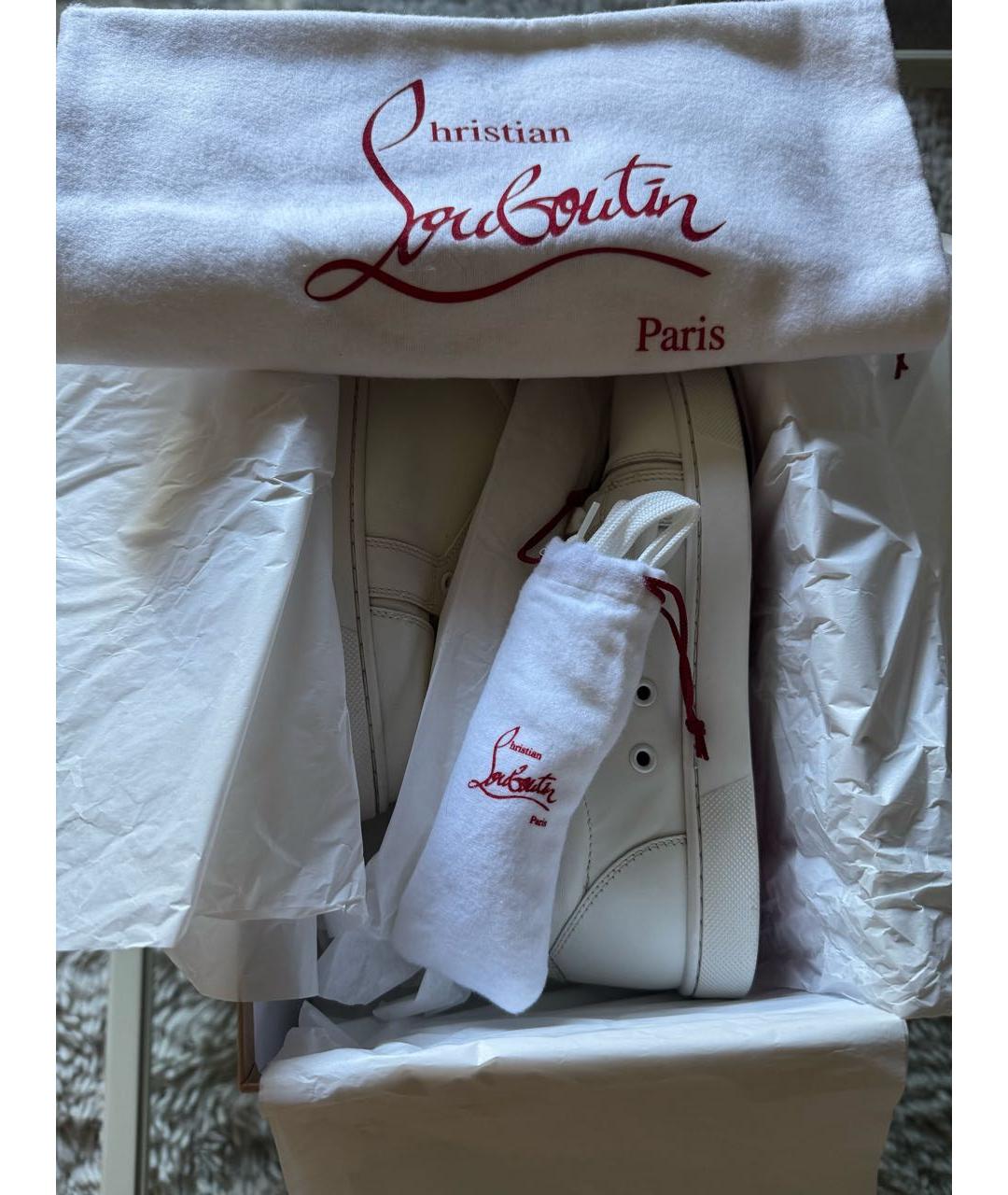 CHRISTIAN LOUBOUTIN Белые кожаные кеды, фото 5