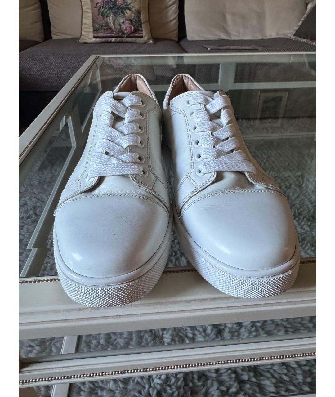 CHRISTIAN LOUBOUTIN Белые кожаные кеды, фото 2